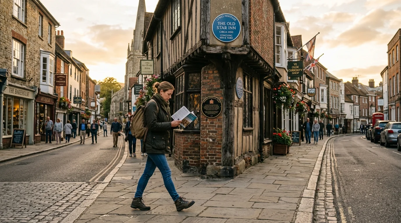 Self-guided heritage walking route past historic buildings in Bicester town centre
