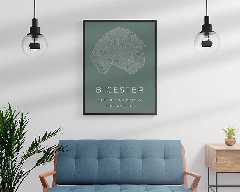 Premium Bicester Map Poster Mockup