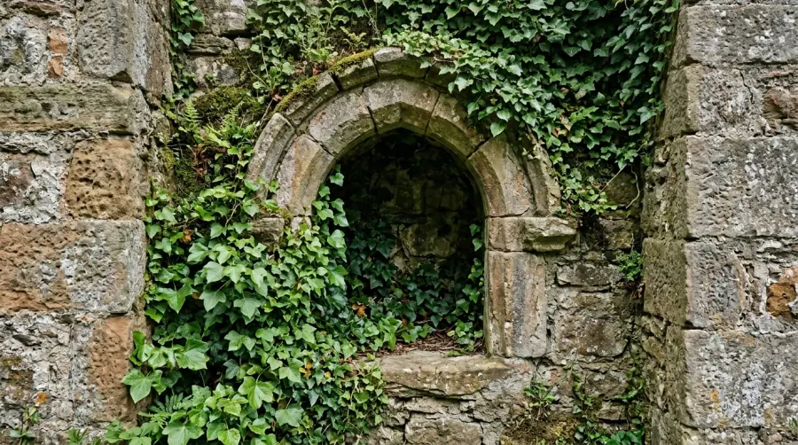 Medieval stone remains of the former Augustinian Priory near Priory Road
