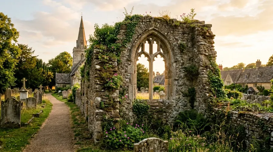 Medieval stone remains of the former Augustinian Priory near Priory Road, Bicester