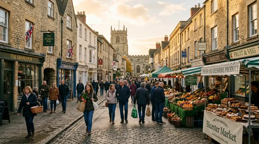 Independent shops along Sheep Street in Bicester