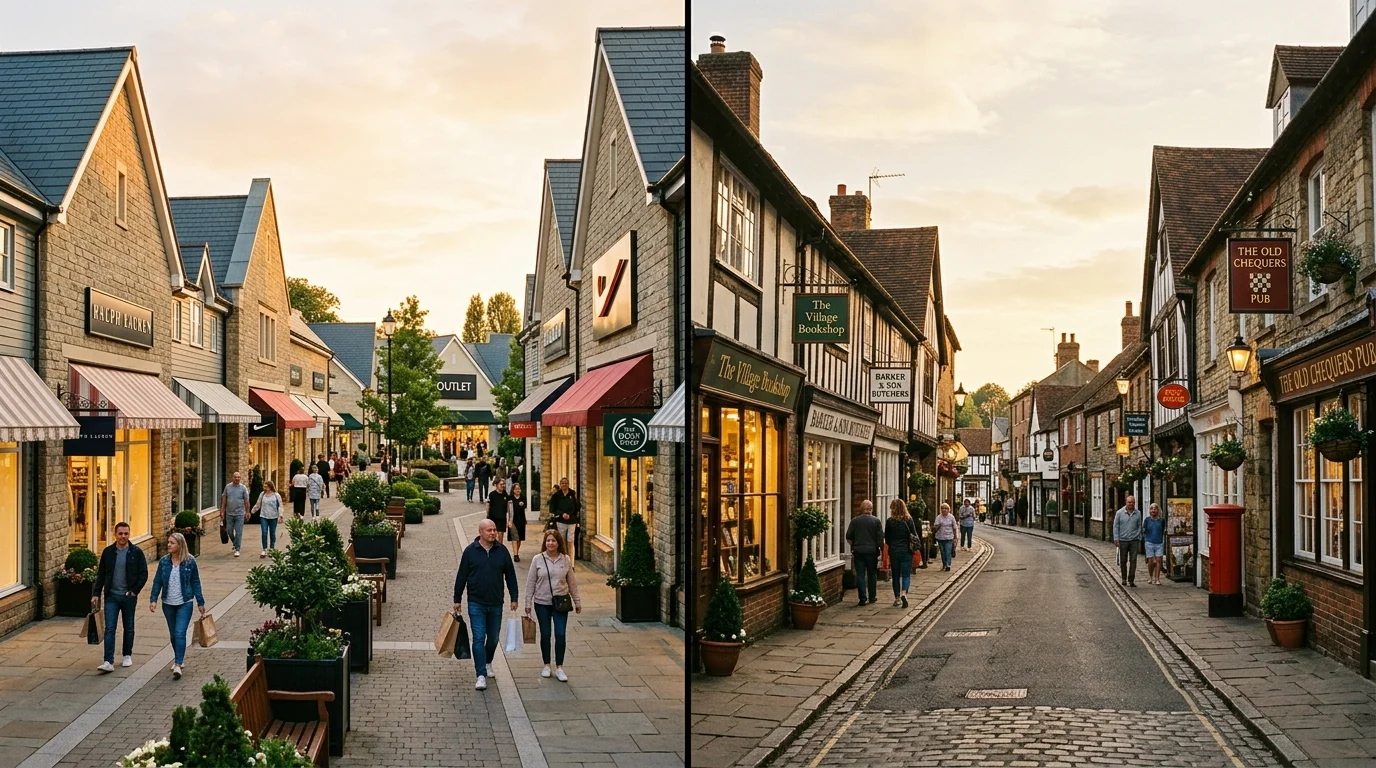 Comparison of Bicester Village outlet and the traditional town centre high street
