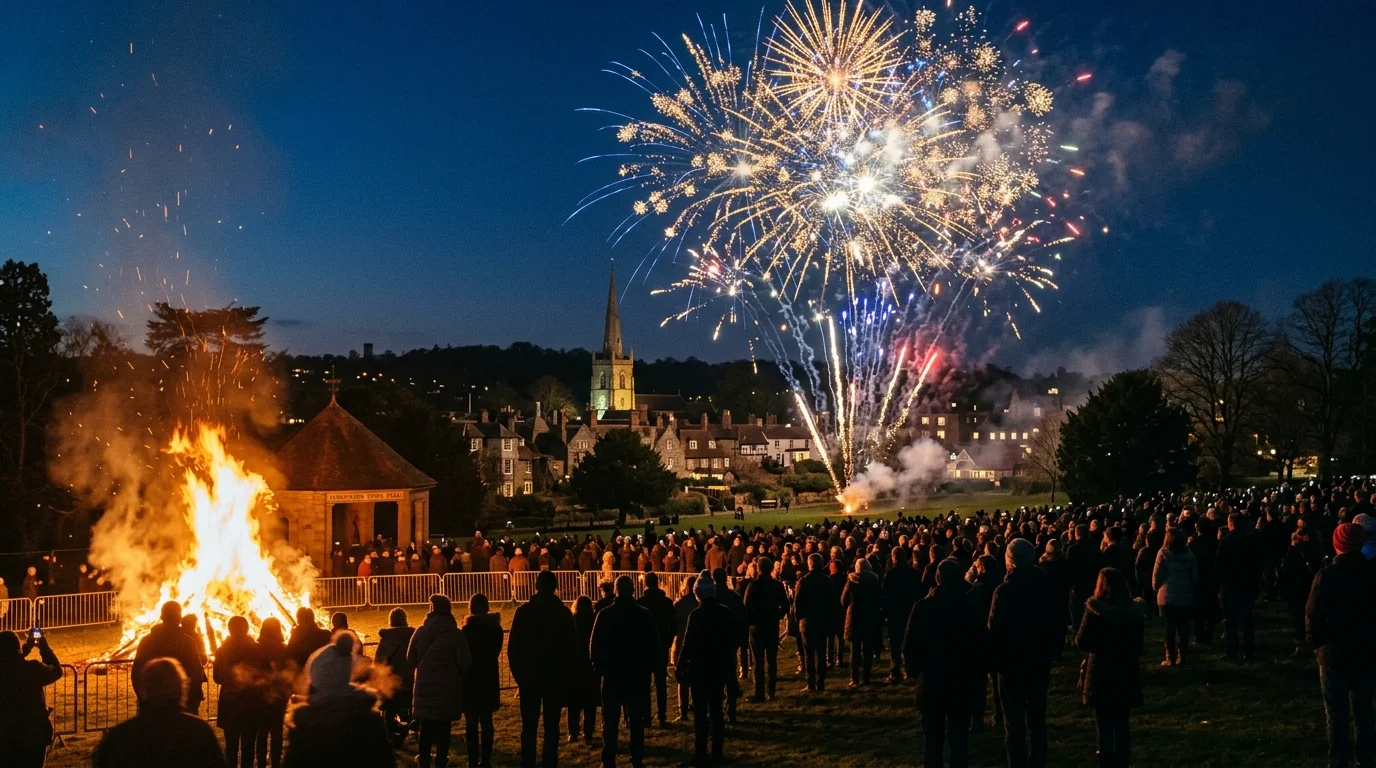 Fireworks display over Pingle Field in Bicester on bonfire night