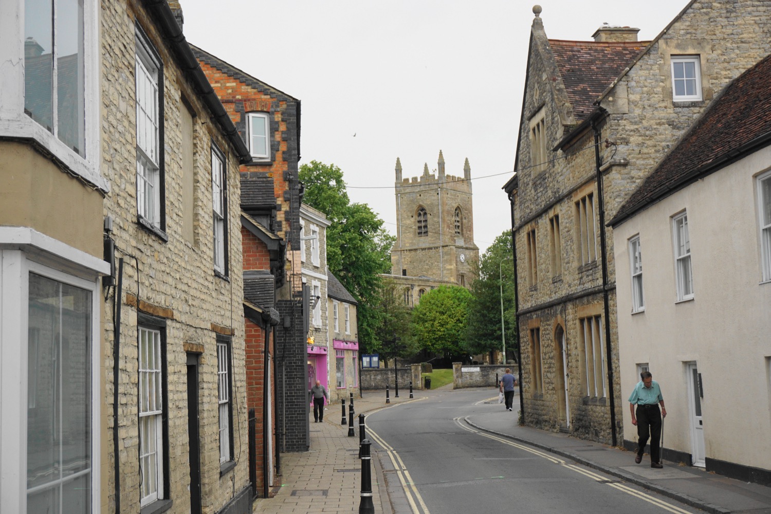 The Causeway in Bicester leading towards St Edburg's Church, photographed in June 2015.