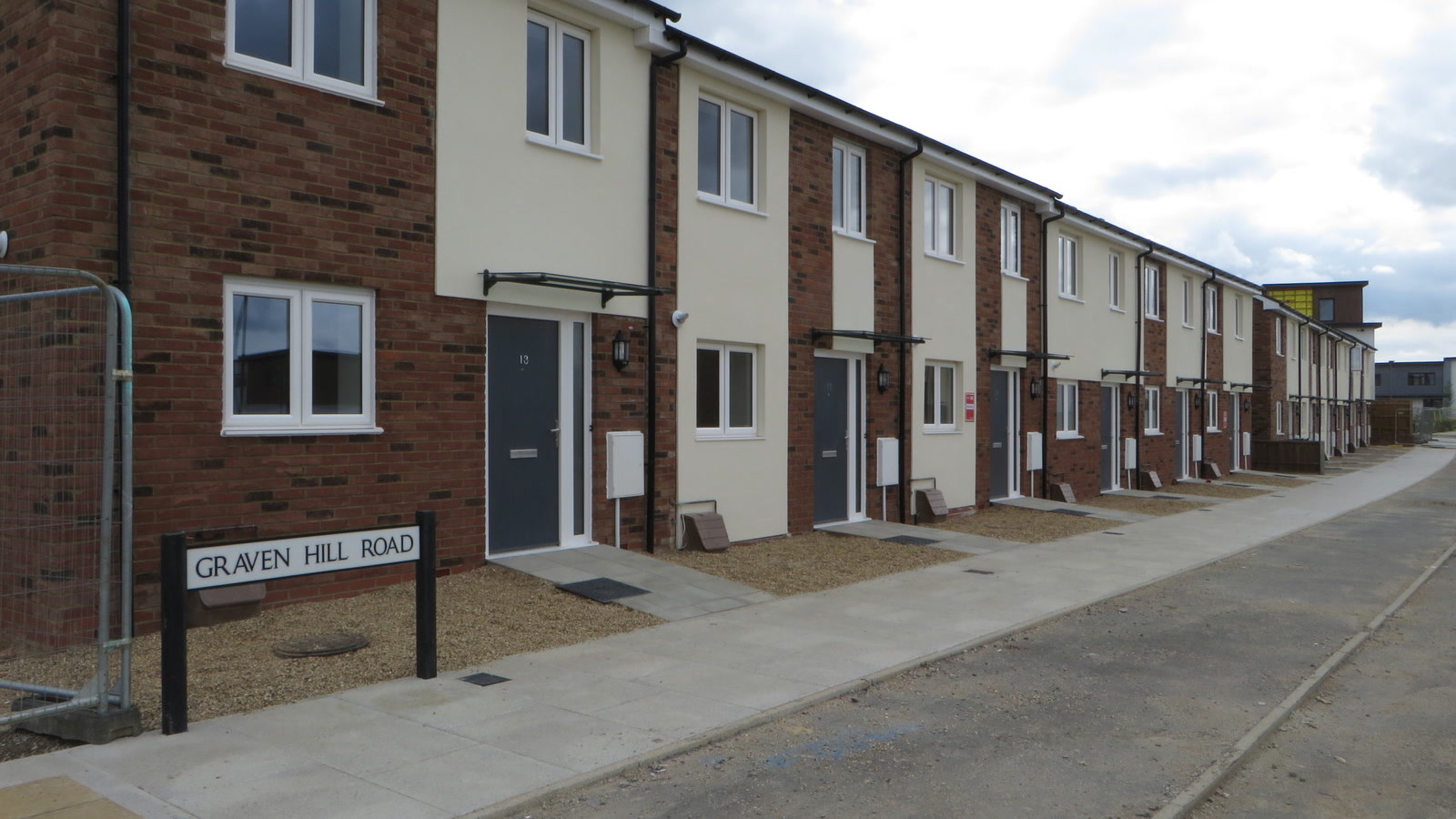 Contemporary custom-built detached homes along Graven Hill Road in Bicester