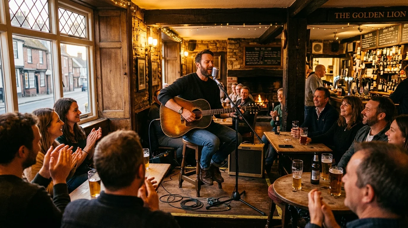 Live acoustic music performance at a pub in Bicester