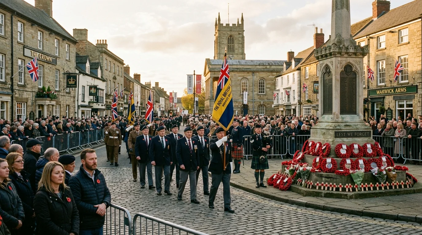 Remembrance Sunday parade and wreath-laying at the war memorial in Bicester town centre